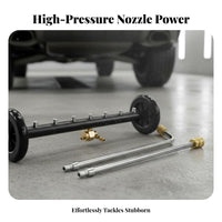 Adjustable Angle Two-in-One Use Chassis and Surface Cleaner Pivoting Coupler Two-in-One-Function Undercarriage Cleaner Stainless Steel & Brass Underbody Car Wash Broom 4000 PSI for Truck Owners, Garage Floor, Driveway, Patio
