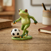 Outdoor Frog Statue with Soccer Ball Resin Frog Statue Cute Decor Whimsical for Gardeners, Garden, Patio, Yard