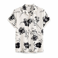 Printed Short-Sleeve Button-down Shirt Casual Button-Front Shirt Comfortable Apparel Versatile for Summer