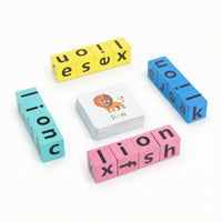 Letter Matching Toy Wooden Spelling Game Alphabet Blocks Color-Coded Flash Cards Phonics for Preschoolers, Homeschool, Classroom