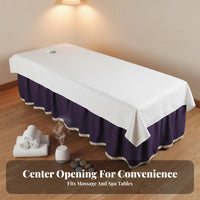 Soft & Comfortable Massage Table Sheet with Face Hole Breathable Spa Bed Cover with Face Hole Machine Washable for Estheticians, Health Club