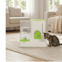 2-in-1 Automatic Cat Feeder with Water Dispenser Integrated Cat Feeder with Water Dispenser Rotatable Pet Feeding Station Space-Saving for Cats, Small Dogs, Home, Kitchen