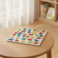 Educational Puzzle Board with 3D Letters Colorful Puzzle Board with Letter Blocks Tactile Matching Game Interactive for Toddlers