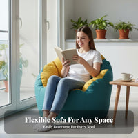 Full Body Comfort High-Back Bean Bag Chair Ergonomic Support Armless Foam Lounger No Rigid Frame Floor Seating Washable Cover for Students Women, Balcony, Bedroom, Living Room, Reading Nook