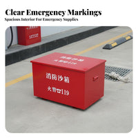 Retardant Fire Fighting Sandbox Large Capacity Metal Fire Sand Box Heavy Duty Emergency Sand Bin Deformation Resistant for Gas Station Attendants, Industrial Workers, Ships, Warehouses, Factories, Laboratories