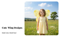 Elastic Shoulder Straps Costume Wing Glittery Design Cute Costume Accessories for Young Children, Girls, School Plays