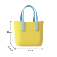 Glossy EVA Tote Handbag uncoveredTop Structured Tote Bag Rounded Corners Rectangular Loop-Handle Bag Boxy