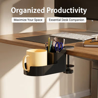 Desktop Organizer with Phone Holder and Cup Multifunctional Clip On Mount for Office Students, Workspace Organization Accessory
