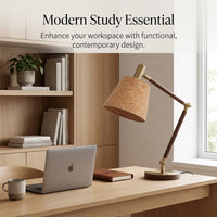 Lampshade for Table Lamps with Leather and Wood Chip Texture, Detachable Light Shade for Bedroom and Study Room, Warm Finish
