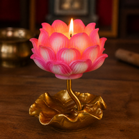 Smokeless Lotus Ghee Lamp for Home and Temple, Long-Lasting Decorative Butter Lamp