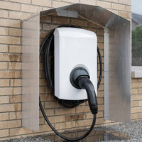 Weatherproof EV Charger Cover with Installation Kit Aluminum Charging Station Cover Outdoor Weather Guard Silver Brushed for Driveway, Garage