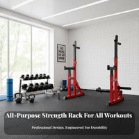 Adjustable Squat Rack Locking System Multi-Functional Weightlifting Rack Stable H-Shaped Base Heavy Duty Squat Stand for Home Gym