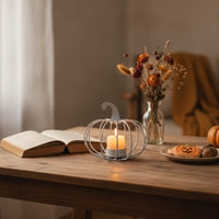Halloween Pumpkin Candle Holder Tabletop Pumpkin Tealight Holder Metal Decor Compact for Autumn Harvest