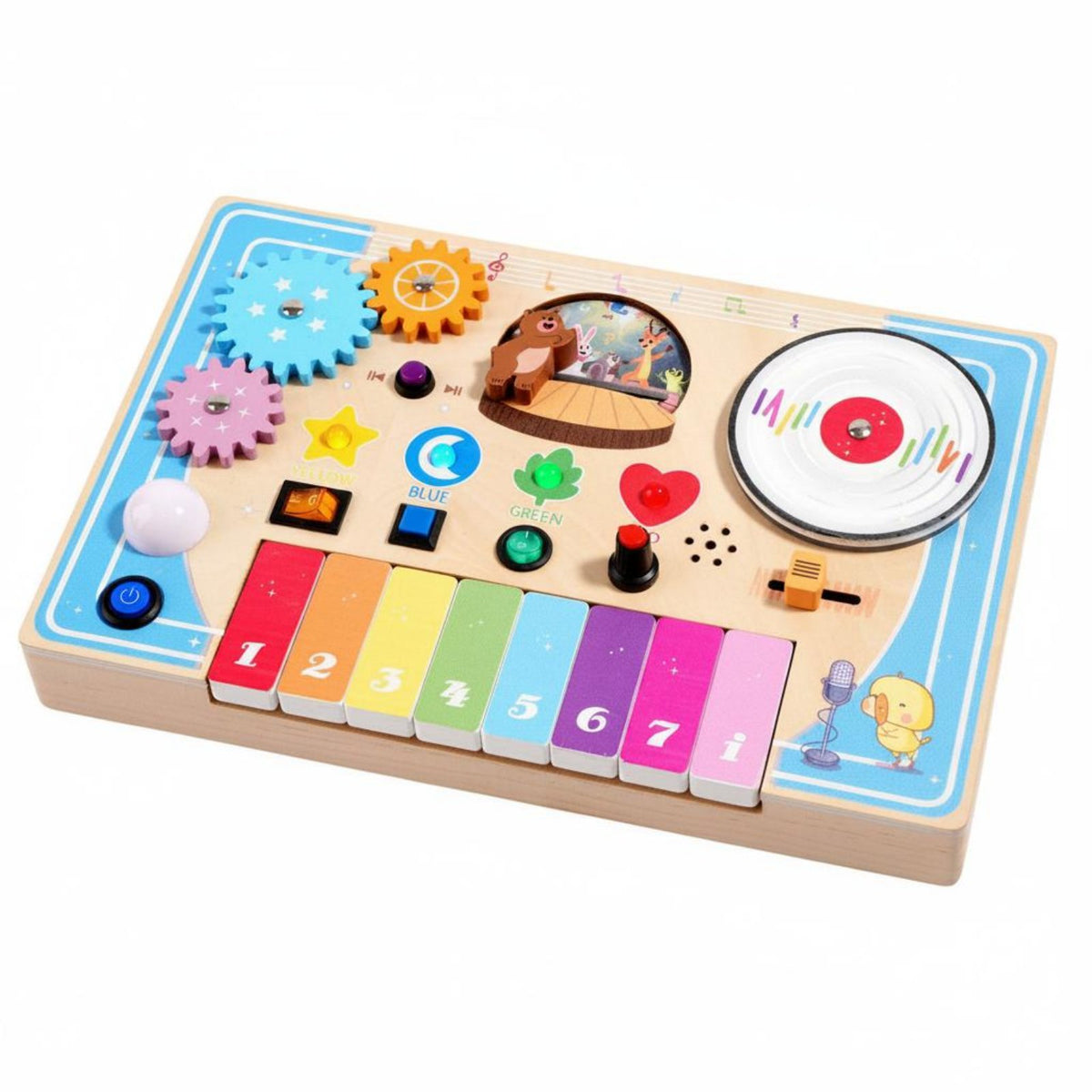 Educational Piano Busy Board Child-Safe Wood Wooden Piano Board Develops Fine Movement Skills Musical Sensory Toy Enhances Hand-Eye Coordination for Toddlers