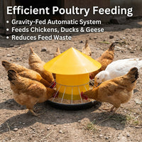 Automatic Chicken Feeder, 60cm Poultry Trough Feeder with 25 Ports, for Hens Chicks Ducks Quail