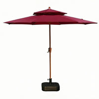 Patio Umbrella with Base Water Double-Top Canopy Umbrella for Garden
