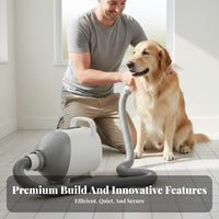 Adjustable Speed and Temperature High Velocity Dog Dryer Low Noise Operation Dog Grooming Blower Fast Drying High Velocity Pet Dryer Quick Dry for Large Dogs, Cats, Professional Groomers, Home Use