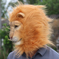 Lion Mask Latex Lion Head Headpiece Textured Creature Head Face Coverings for Halloween, Cosplay