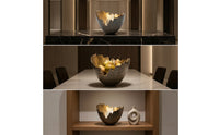 Hammered Decorative Bowl Lustrous Centerpiece Bowl Extended Boat-Shaped Tray Multipurpose for Dining Table
