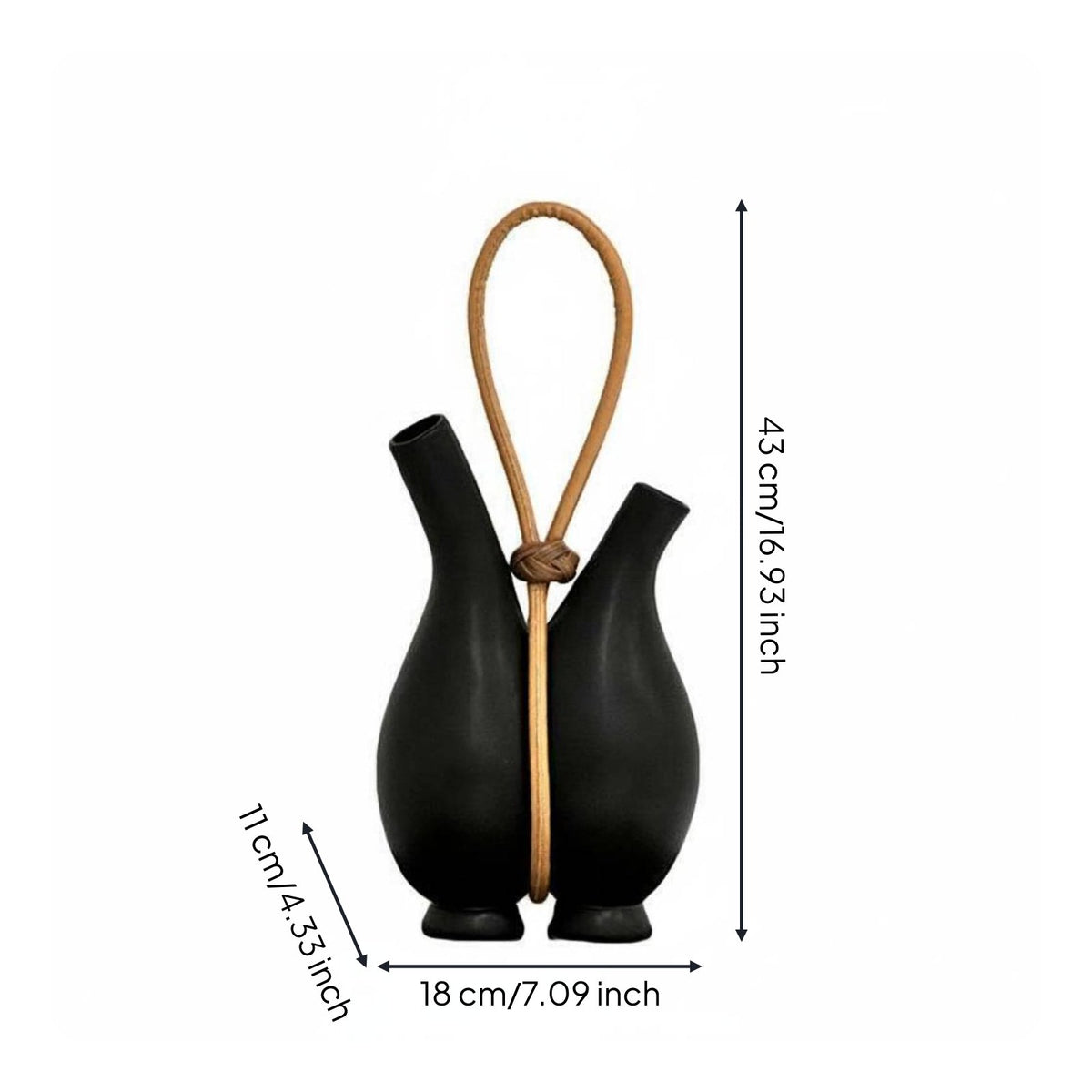 Modern Handle Vase Creative Ornament Double Vase with Handle Flower Holder for Living Room, Lodging Establishment, Model Home