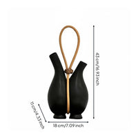 Modern Handle Vase Creative Ornament Double Vase with Handle Flower Holder for Living Room, Lodging Establishment, Model Home