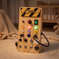 Wooden Busy Board Interactive Busy Board with Switches Long-Lasting Learning Toy Compact for Toddlers, Kids