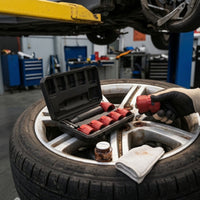9 Pieces Rust Removal Brush Kit Complete Wheel Hub Cleaning Brush Set Heavy-Duty Wheel Stud Cleaning Kit for Mechanics, Auto Detailing