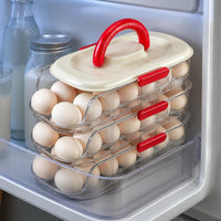 Rotating Egg Holder Organizer Multi Layer Stackable Egg Tray Handle Design Household Storage