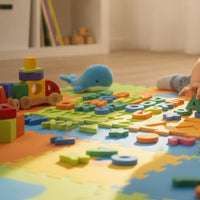 2 Pieces Sensory Puzzle Floor Mat Interlocking Textured Sensory Floor Tiles Tactile Mats Educational Puzzle Mats Soft