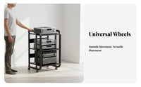 Movable With Wheels Multi-Tier Amplifier Stand Heavy Duty Power Amplifier Cabinet Sturdy Construction Audio Visual Component Stand Adjustable Shelves for Audiophiles, Living Room