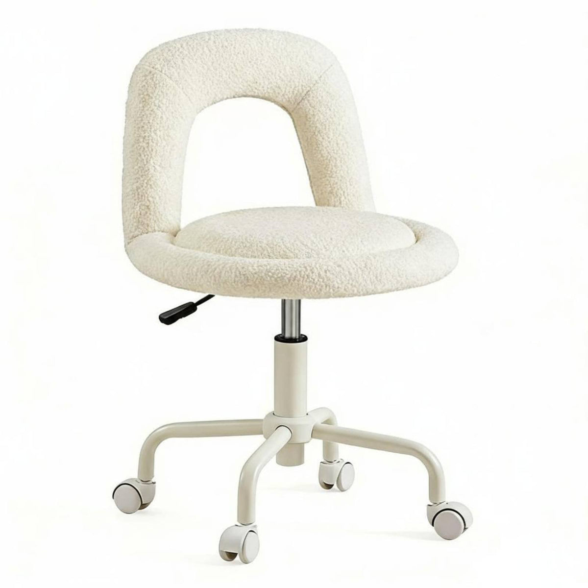 Cream Design Cushy Vanity Chair Ergonomic Backrest Cushy U-Back Chair 360° Swivel Desk Seat Space Saving for Students, Young Adults, Home Workers, Bedroom, Dorm Room, Makeup Station