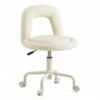 Cream Design Cushy Vanity Chair Ergonomic Backrest Cushy U-Back Chair 360° Swivel Desk Seat Space Saving for Students, Young Adults, Home Workers, Bedroom, Dorm Room, Makeup Station