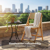 Cane Woven Material Folding Chair Foldable Design Household Furniture Woven Backrest Emphasis Seat for Homeowners, Campers, Dining Room, Home Office