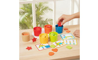 Developmental Sorting Toy with Cups Geometric Color and Shape Sorter Colorful Wooden Sorting Toy Fine Motor for Toddlers, Preschoolers, Classroom, Homeschool, Playroom