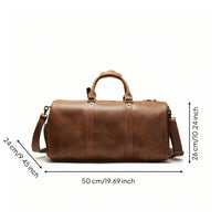 Leather Duffel Bag Sturdy Travel Duffel Bag Luggage Structured Cylindrical for Travelers, Weekend Getaways, Business Trips