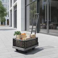 Foldable Trolley with Basket Portable Hand-Push Trolley with Handle Silent Foldable Utility Cart for Camping