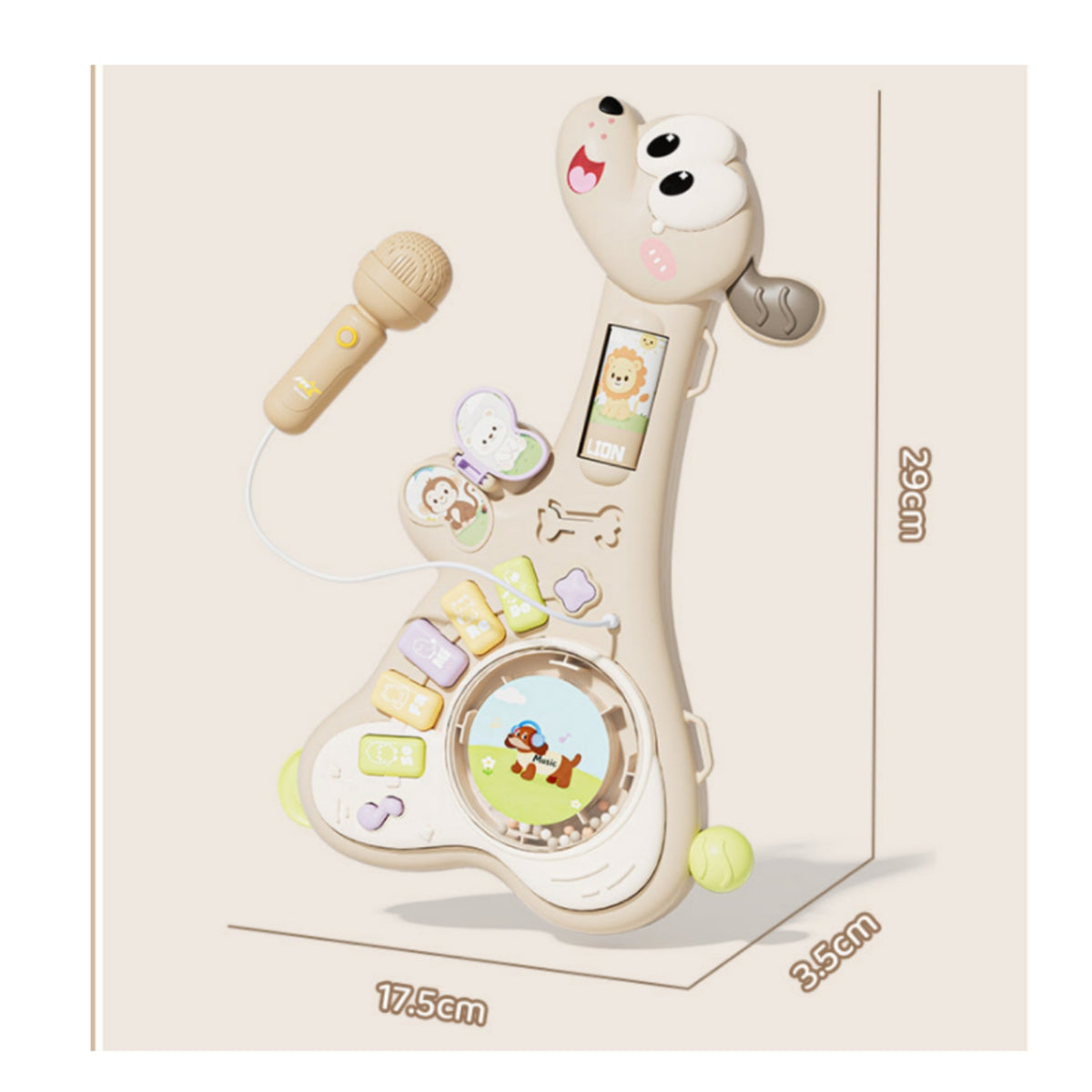 Dog Guitar with Mike Sensory Guitar and Mike Set Interactive Music Station Adjustable Instrument Safe for Toddlers