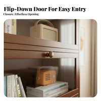 Dust-Proof Multi-Tier Cabinet with Flip-up Doors Transparent Display 4-Tier Bookcase with Flip-up Doors Space-Saving Design Bookshelf Multifunctional for Collectors, Book Lovers, Apartment Dwellers, Study Room, Home Office, Bedroom, Hallway