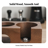 Multi-Slot Design Wooden Espresso Tamping Station Clutter-Clear Workstation Coffee Tamper and Portafilter Stand Easy to Clean for Cafe