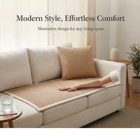 Summer Cooling Ice Silk Rattan Sofa Mat Cover with Non-Slip Breathable Design