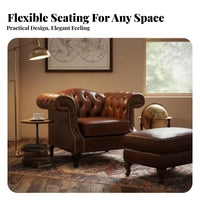 Tufted Roll-siderest Sofa Real leather Chesterfield Sofa Vintage design Couch for homeowners, Business Owners, Living Room, smoking Bar, Guesthouse