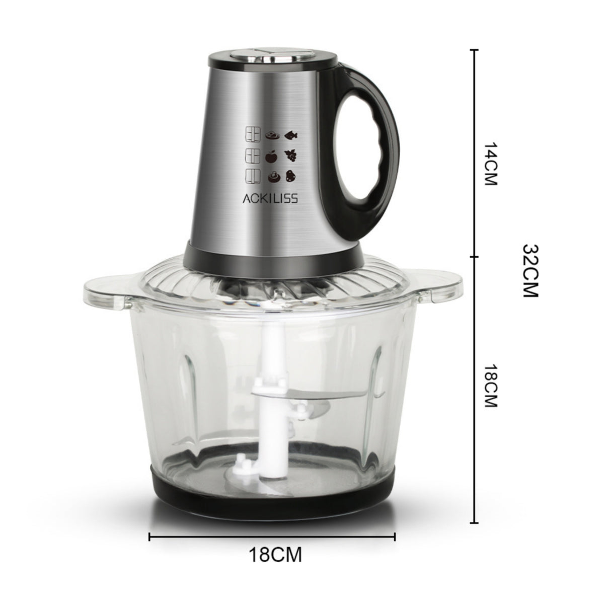 800W Food Processor with Glass Bowl Long-Lasting Electric Food Chopper Powerful Chopper with Glass Bowl Compact for Kitchen