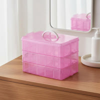 3-Layer Storage Box Multipurpose Transparent Organizer Box Stacked Design Portable Craft Organizer for Bedroom
