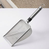 Cat Waste Sifter with Fine Mesh, Fine-mesh Stainless Steel Waste Sifter for Clumping Bentonite, Flat Sifter with Small Holes for Sifting