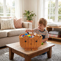 Handwoven Rattan-Style Cartoon Bear Storage Basket for Snacks and Toys
