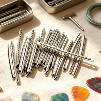 24 Pieces Guitar Fret Wire Radiused Fret Wire with Triangular Impressions Pre-Shaped Fretwire for Luthiers, Guitarists
