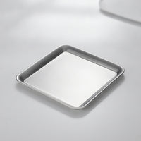 Rust-Resistant Square Serving Tray Sturdy Stainless Steel Tray Flat Serving Platter Compact for Dessert Plating, Sushi Service