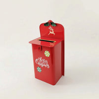 Christmas Mailbox Decorative Wall-Mounted Mailbox Post Box Festive Decorations Red for Entryways, Party Displays