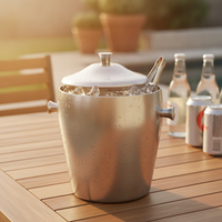 304 Stainless Steel Double-Layer Insulated Ice Bucket with Lid for Bar KTV Champagne Wine
