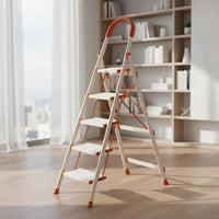 Foldable 4-Step Household Ladder Heavy Duty Folding Step Ladder Non-Slip Feet Comfort Grip Handle for Garage